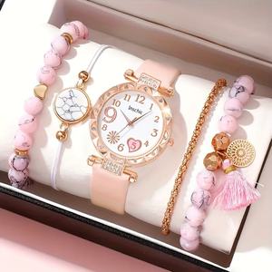 Lot de 7 montres à quartz pour femme, bracelet en cuir PU, montre-bracelet en alliage avec aiguilles, ensemble de bijoux 192045 - Product Image 1