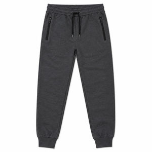 Pantalon de jogging décontracté pour homme en coton tricoté léger et respirant, noir uni, taille élastique avec cordon de serrage, idéal pour l'été - Product Image 4