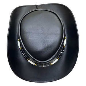 Chapeau de cowboy occidental en cuir naturel vintage avec décoration tête de vache, chapeaux de jazz pour hommes, chapeaux de cowgirl - Product Image 3