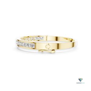 3.465 CT Yellow <b>Gold</b> Round Lab Grown Diamond Channel Set <b>Bangle</b> Bracelet in 14K 18K <b>Solid</b> <b>Gold</b> - Product Image 2