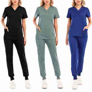 scrubs printed white zipper scrub <b>sets</b> medical scrubs medic women uniform suit - Product Image 1