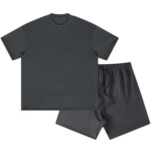 Ensemble de survêtements décontractés en deux pièces, t-shirt et short, streetwear, été, coton et polyester - Product Image 2