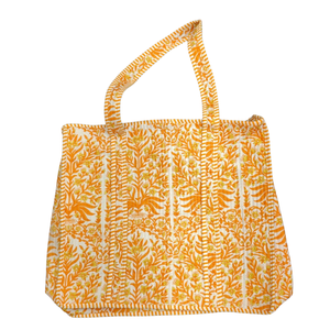 Premium Quilted Tote Bag Jaipur Handcrafted Block Print Cotton Carry Bag Durable Washable All Season Fashion <b>Accessory</b> Unisex - Product Image 1