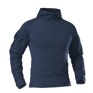 Camiseta de Hombre con Cierre de Cremallera, Color Negro Verde Oliva, Tejido Transpirable de Poliéster, Color Sólido, Diseño con Bolsillo Frontal con Logotipo, Corte Regular - Product Image 5