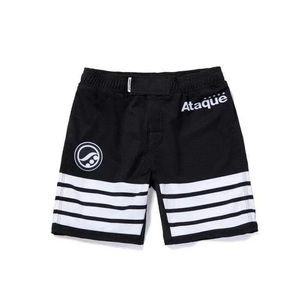 Conjunto de Camiseta de Manga Larga y Pantalones Cortos para Artes Marciales Mixtas Ataque, Negro con Rayas Blancas, Unisex para Adultos, Absorbe la Humedad - Product Image 4