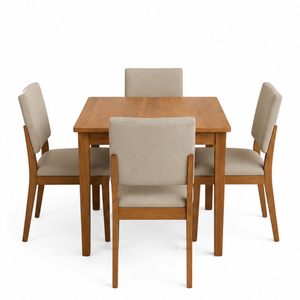 ARTERRA Ensemble de salle à manger en teck moderne, luxueux, écologique, durable et confortable, table rectangulaire, chaises rembourrées pour hôtel - Product Image 2