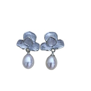 Pendientes Elegantes Franceses con Perlas de Agua Dulce y Flores, 6-7mm, Aurora, Impecables, Dulces, Modernos, Estilo Occidental, Joyería Fina de Nicho - Product Image 5