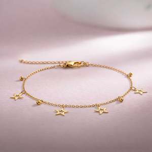สร้อยข้อมือแฟชั่นชุบทองประดับดาวห้อยเงินฮอลล์มาร์คสำหรับผู้หญิง - Product Image 2
