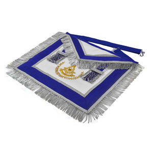 Tablier de Franc-Maçon bleu Past Master - Velours bleu avec broderie argentée à la main, fournisseurs de insignes de qualité supérieure avec des artisans exceptionnels - Product Image 2