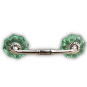 Handmade Crystal aqua Green Melon Door Cabinet Pull Silver <b>Hardware</b> Fitting for <b>Wardrobe</b> Drawer Dresser & Bedroom for Kitchen Us - Product Image 1