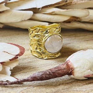 High Demand Silver Eye Boho Moonstone <b>Ring</b> <b>Chunky</b> Brass Jewelry Women 18k Gold Plated Floral Style Band Statement Ethnic <b>Ring</b> - Product Image 3