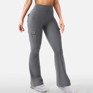 Leggings de yoga de cintura alta con estampado, pantalones deportivos acampanados para entrenamiento al aire libre, mallas deportivas casuales de material de spandex. - Product Image 6