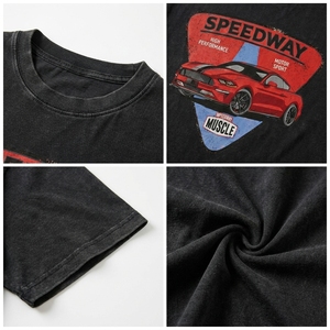 Nueva Camiseta Negra Estampada para Hombre, Manga Corta, Cuello Redondo, Informal, de Felpa, 280 Gramos, Corte Regular, Transpirable, Suave, Estilo Urbano, 100% Algodón - Product Image 6