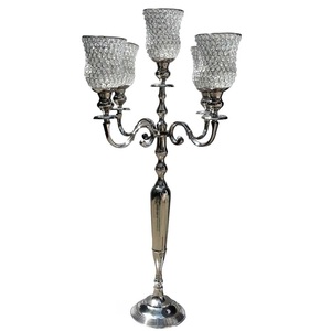 Support de bougie en cristal doré pour centre de table de mariage, candélabre en métal pour décoration de la maison, supports de bougies faits à la main - Product Image 6