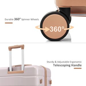 Set di valigie da viaggio in 3 pezzi con blocco TSA 20 24 da 28 pollici, ruote Spinner da 360 gradi, completo dorato grigio chiaro - Product Image 3