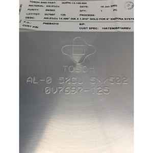 Tosoh 3540W-13-108-502 Al0.5%Cu 14.495" DIA X - อุปกรณ์และชิ้นส่วนเซมิคอนดักเตอร์ระดับโลกที่เชื่อถือได้ - Product Image 3