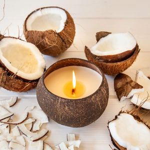Bougie en noix de coco artisanale, décoration lumineuse pour table, meilleur prix, en vente. - Product Image 2