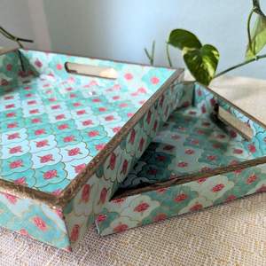 ถาดเสิร์ฟลายพิมพ์ MDF ดีไซน์พรีเมียม รุ่น 24 สำหรับกาแฟ ชา ขนม ของหวาน-ชุดเสิร์ฟเครื่องดื่มเนื้อเรียบ - Product Image 1