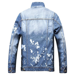Veste en jean robuste pour homme, bleu, style streetwear, fermeture boutonnée, manteau décontracté, haute qualité, sans marque - Product Image 5