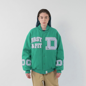 Chaqueta de Béisbol Corta de Alta Calidad para Mujer, Chaqueta Varsity de Moda con Decoración Bordada y Relleno de Algodón - Product Image 1