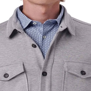 Camisa de Trabajo Personalizada, Formal, de Oficina, con Doble Bolsillo, de Algodón, Casual, con Cuello Alto, Corte Holgado, Lisa, de Manga Larga para Hombre - Product Image 6