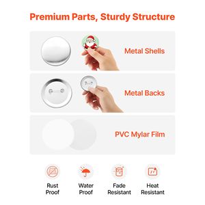 Suministros para Fabricación de Botones, 200 Sets de Piezas para Botones de 2.28 Pulgadas (58 mm) con Reverso Metálico, Carcasas y Películas Transparentes de Mylar - Product Image 5