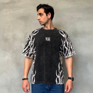 Custom Vintage 100% Cotton Acid Wash Boxy Graphics Cropped <b>Knitted</b> Digital Print Formal Oversized Anti-Pilling T-Shirts Men's - Product Image 6