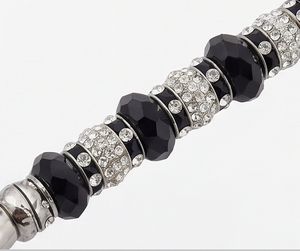 Ensemble de couverts élégants en acier inoxydable avec manches perlés noirs, compatibles lave-vaisselle, pour table de mariage, couverts plaqués argent - Product Image 2