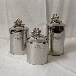 Premium Gold Hammered Metal Leak-Proof Dishwasher Safe Tea Coffee <b>Spice</b> and Nuts Storage Canister Set Oval <b>Tray</b> Food Safe Gift - Product Image 5