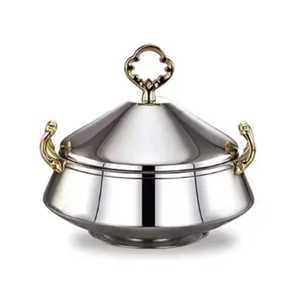 Plat de service isotherme en acier inoxydable gravé floral fait main, couleur argent, pour la cuisine domestique - Product Image 6