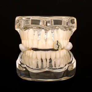 Grillz dentaire plaqué or de qualité supérieure avec strass taille cœur, style hip-hop, bijoux de mode unisexe, accessoire de fête, d'Inde - Product Image 1