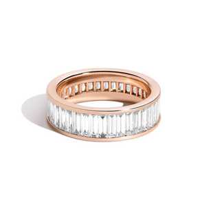 Baguette Cut Eternity Band 14k 18k <b>Solid</b> Gold Vertical Lab Grown Diamond Channel Set Wedding Bold Modern Ring For Women Men Gift - Product Image 5