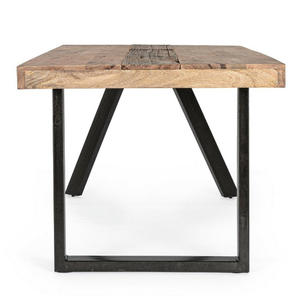 Table à manger en bois industrielle avec pieds en métal, design rectangulaire moderne, meubles de maison stables, 4 places - Product Image 5