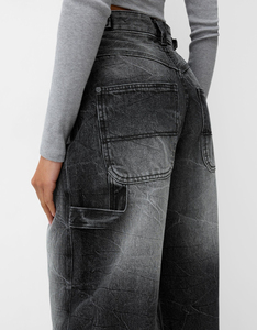 Jean en denim délavé clair pour femme, taille haute, coupe skinny droite, respirant, écologique, résistant à la décoloration, avec fente à l'ourlet, décontracté, longueur complète - Product Image 5
