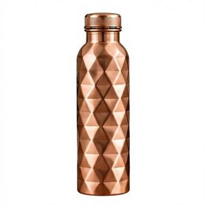 <b>Copper</b> <b>Water</b> <b>Bottle</b> with Spiral Twisted Design Polished Eco-Friendly Large Capacity Portable Drinkware - Product Image 4