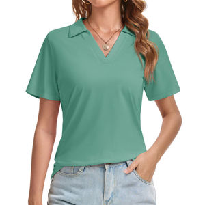 Chemises polo pour femmes, couleur unie, manches courtes, en vente, meilleur prix, bonne qualité, chemises polo tendance pour femmes - Product Image 3