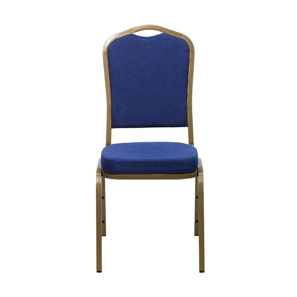 Банкетный стул синий с короной и узорчатой тканью для гостиничной мебели