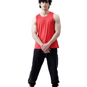 เสื้อกล้ามผู้ชายสีแดง คอวี สีพื้น ผ้าถักระบายอากาศ โพลีเอสเตอร์ 100% สวมใส่สบาย พร้อมลายปัก 3 มิติ - Product Image 5