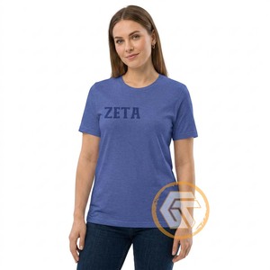 T-shirts décontractés pour femmes GREEK TREASURES Zeta Phi Beta Sorority, haute qualité, respirants, 100 % coton, col rond, courts, brodés - Product Image 3