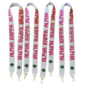 Indian Handcrafted Fashionable ALPHA KAPPA Seed Beaded Bag Straps with Sequins for Concert Shoulder <b>Belts</b> by Glowing Fashion - Product Image 1