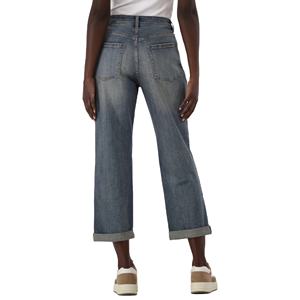 Servicio de OEM Diseño personalizado Cintura alta Tallas grandes Piernas anchas Jeans lavados Pantalones Moda Casual Denim transpirable para - Product Image 3