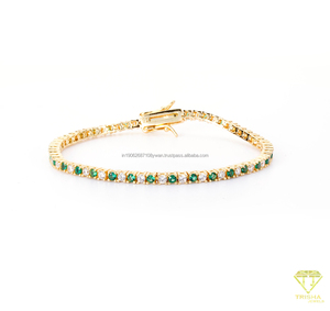 Bracelet de tennis unisexe de luxe bicolore jaune blanc alternance zircon cubique cristal strass élégant porter au quotidien - Product Image 4