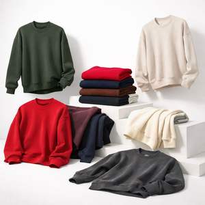 เสื้อสเวตเชิ้ตคอกลมโอเวอร์ไซส์คุณภาพสูง OEM ผ้าฝ้ายเนื้อนุ่มแบบเฟรนช์เทอร์รี่ แขนยาวสำหรับผู้ชาย น้ำหนัก 330 กรัม ขายส่ง - Product Image 1