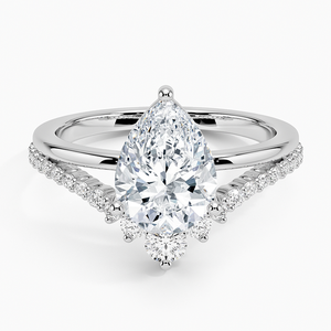 Bianca <b>Split</b> Shank Moissanite Engagement <b>Ring</b> with Three Stone Design 14K Gold Plated 925 Silver GRA Certified Pave Setting - Product Image 5