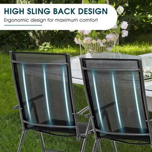<b>Set</b> of 2 Adjustable Portable Patio <b>Folding</b> <b>Dining</b> Chair Recliners Comfortable Outdoor Furniture for Home Use - Product Image 4