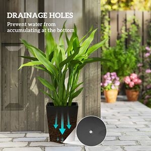 Set di 3 nero alto fioriere all'aperto vasi di fiori impilabili con drenaggio per giardino Patio arredamento balcone - Product Image 5