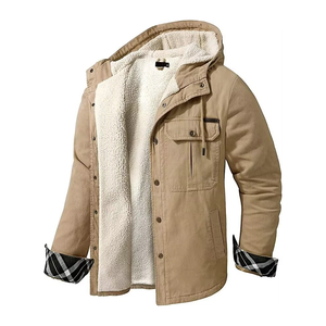 Men's Plaid Hooded Shirt Jacket With Sherpa Lining Windproof Casual Winter <b>Coat</b> Thick Fleece <b>Lined</b> Regular Fit - Product Image 5