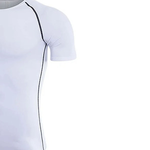 Custom <b>Men</b> Compression Shirts Short Sleeves Knitted Moisture Wicking <b>Stretch</b> Fitness Workout Sports Wear OEM - Product Image 2