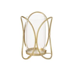 เชิงเทียนโลหะและแก้วทรงกลมสไตล์คลาสสิก สีทอง สำหรับตกแต่งบ้านและงานแต่งงาน - Product Image 1