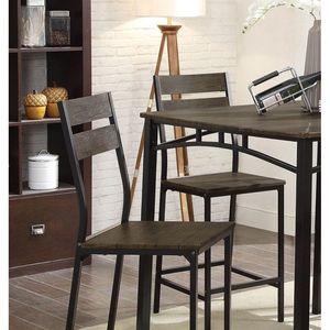 Juego de Mesa de Comedor de 5 Piezas con Estructura de Metal Negro y 4 Sillas Altas con Tablero de Madera para Comedor Moderno - Product Image 4